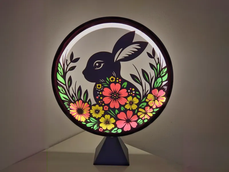 Rabbit with flowers panel - for ring lamp