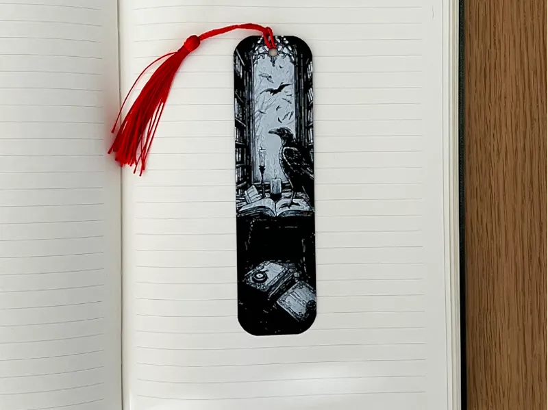 Fantasy Raven Dark Academia Hueforge Bookmark