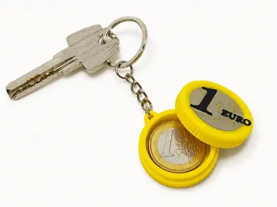 Euro-shaped Coin Holder Keychain