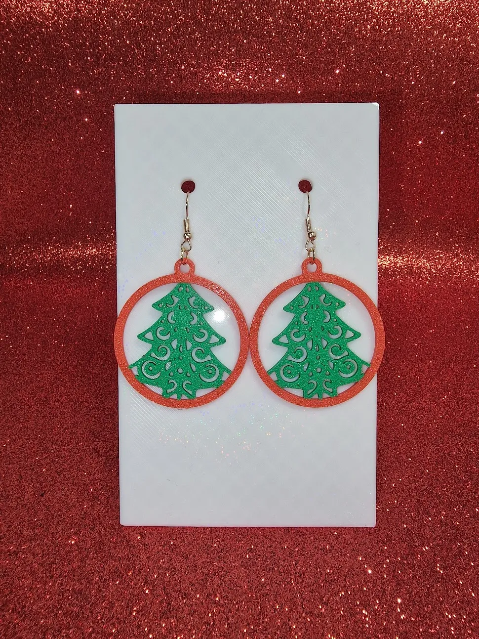 Christmas tree in a ball earrings view 2