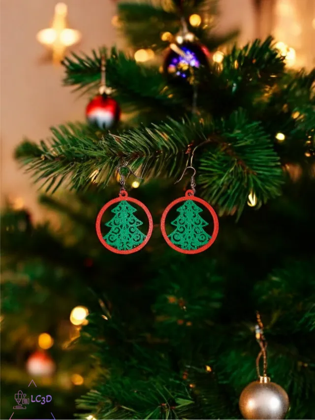 Christmas tree in a ball earrings