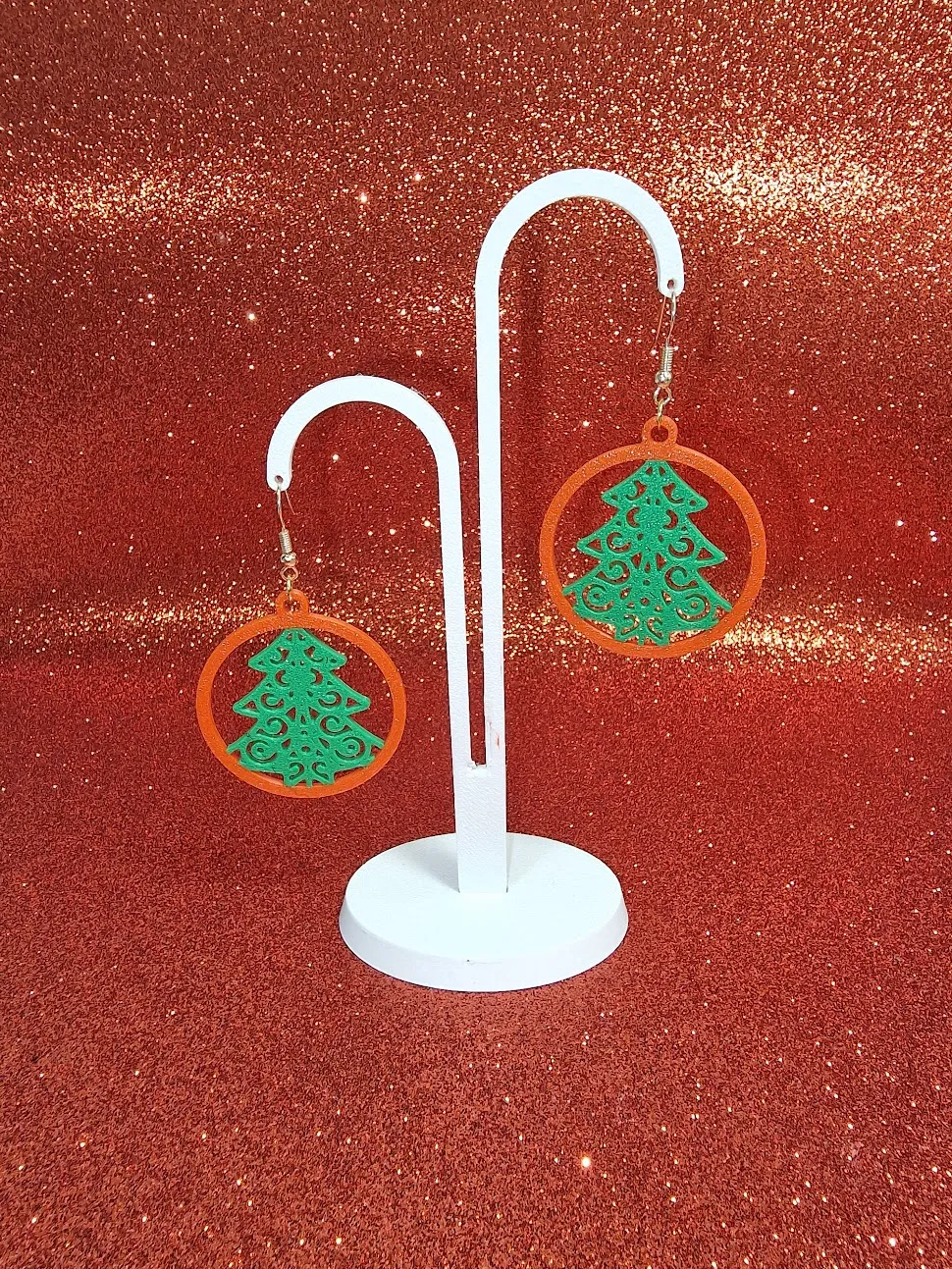 Christmas tree in a ball earrings view 3