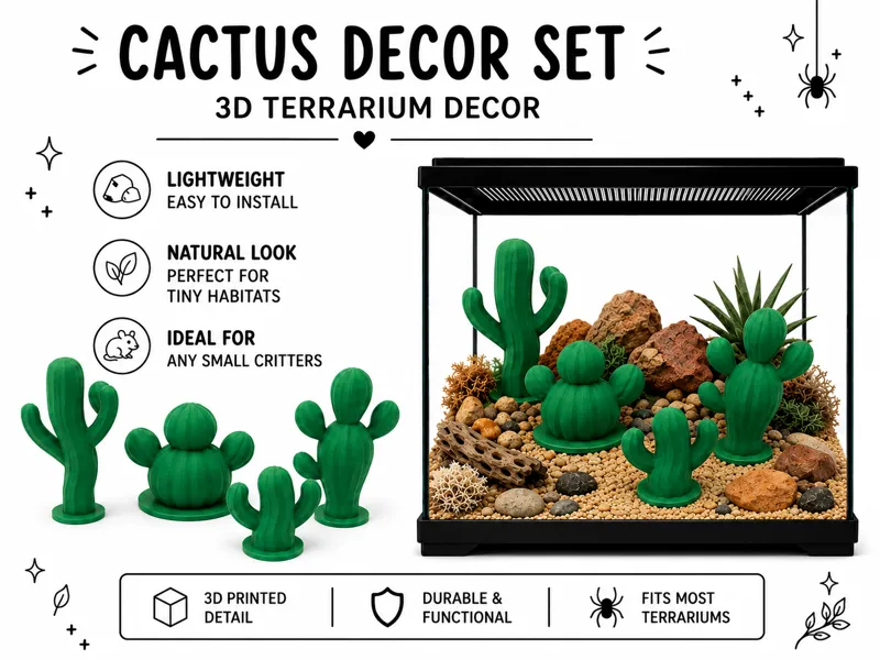 Cactus Decor Set | Desert Critter Enclosure