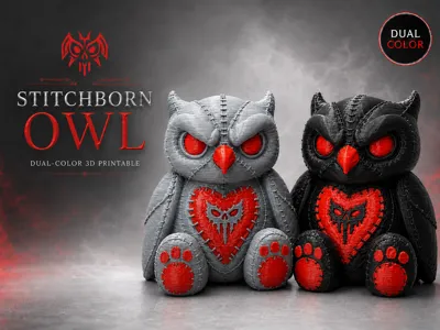 Stitchborn Owl – Dark Plush Guardian
