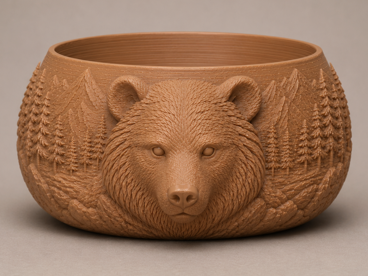 Vaso Orso con paesaggio realistico