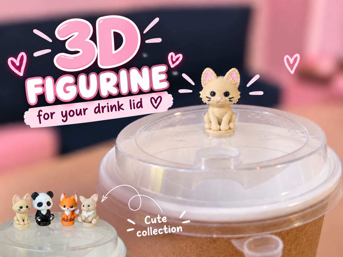 Cute Cat Coffee & Drink Cup Lid Topper - 1