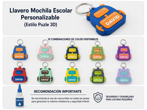 Llavero: Llavero Mochila Escolar Personalizable — referencia de MakerWorld