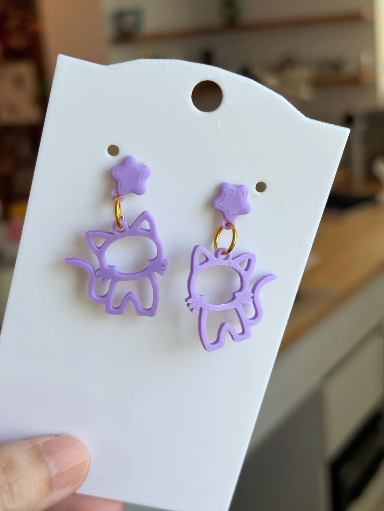 cute cat outline earrings view 2