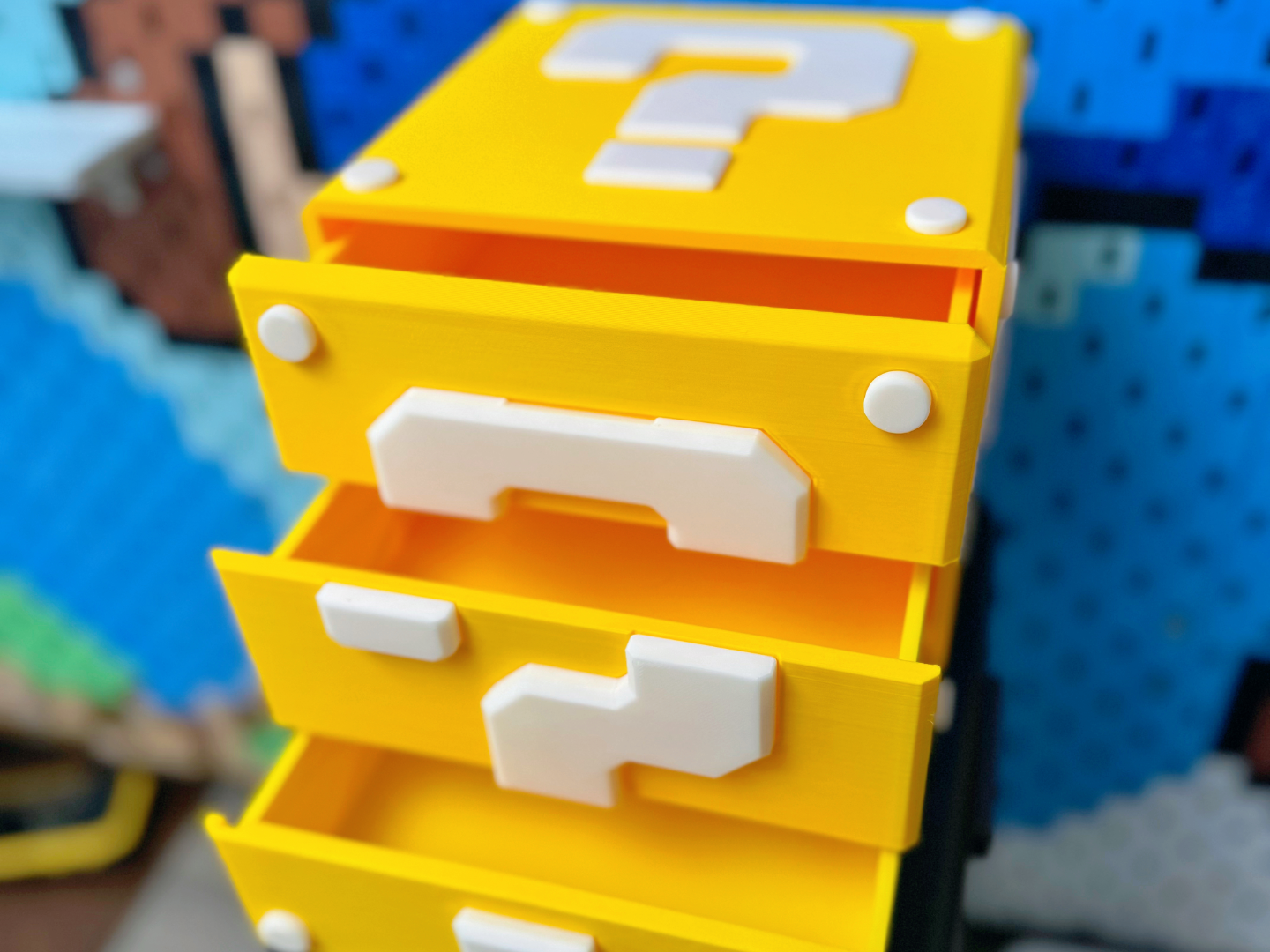 Miniatura 1 do modelo 3D Mario超级马里奥问号方块收纳盒-3层抽屉-分件拼装-所有机型适配
