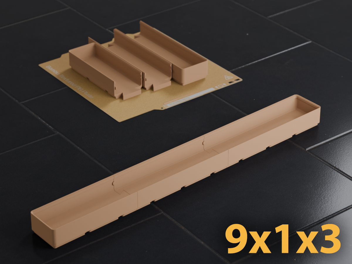 Gridfinity 9x1 Bin 3U A1 Mini Dovetail Split Fit