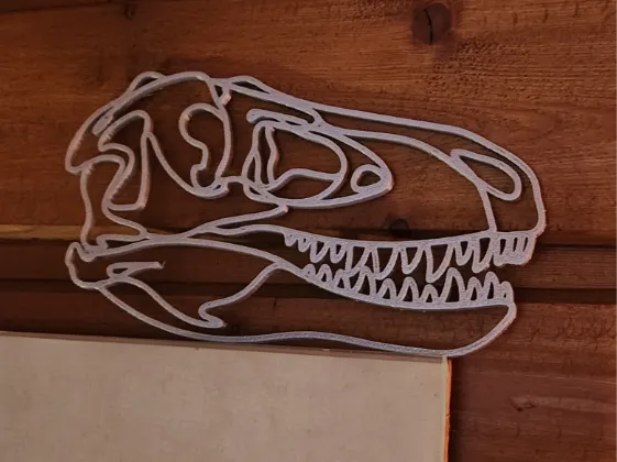 T-Rex Fossil Schaedel Dino Silhouette Wand + Stand