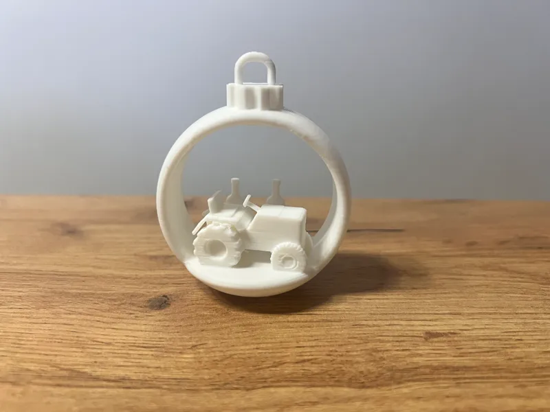 Christmas bauble with bottles and a tractor