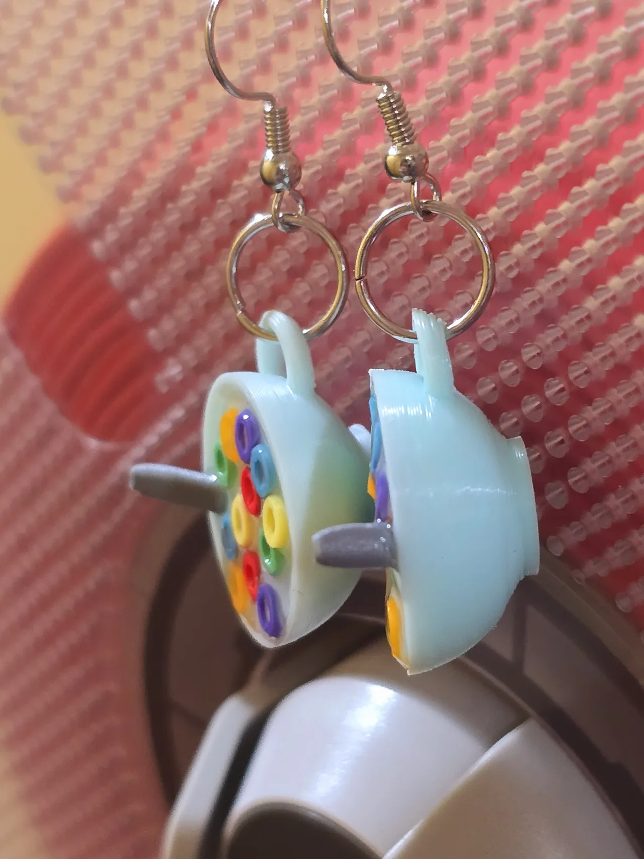 3D Fruit loops in bowl earrings view 4