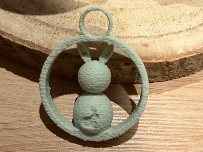 Minimalist Easter Bunny Tree Ornament – Fuzzy Skin