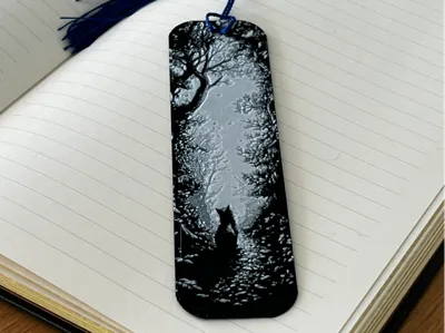 Black & White Cat Bookmark Hueforge Two Colors