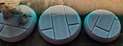 Wargame Stone tile bases in 20 different sizes.