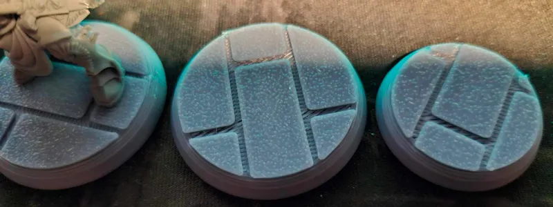 Wargame Stone tile bases in 20 different sizes.