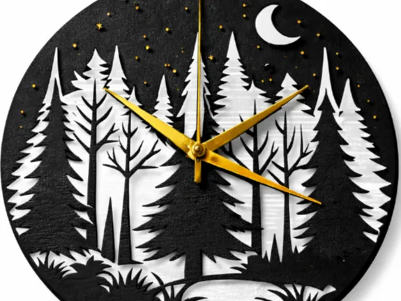 Clock with a forest motif