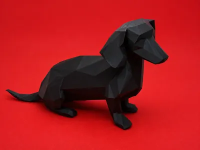 Low-poly sitting daschund