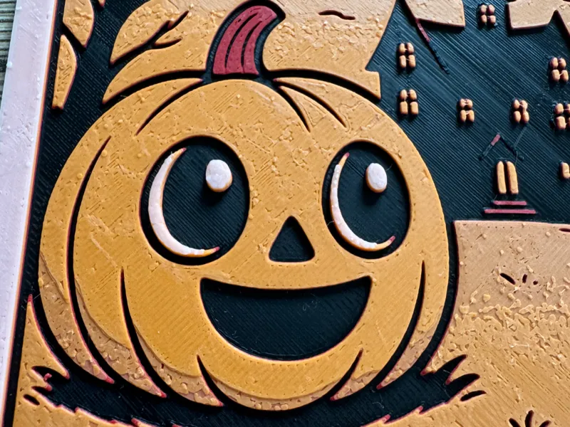 Cadre Halloween HueForge citrouille et manoir