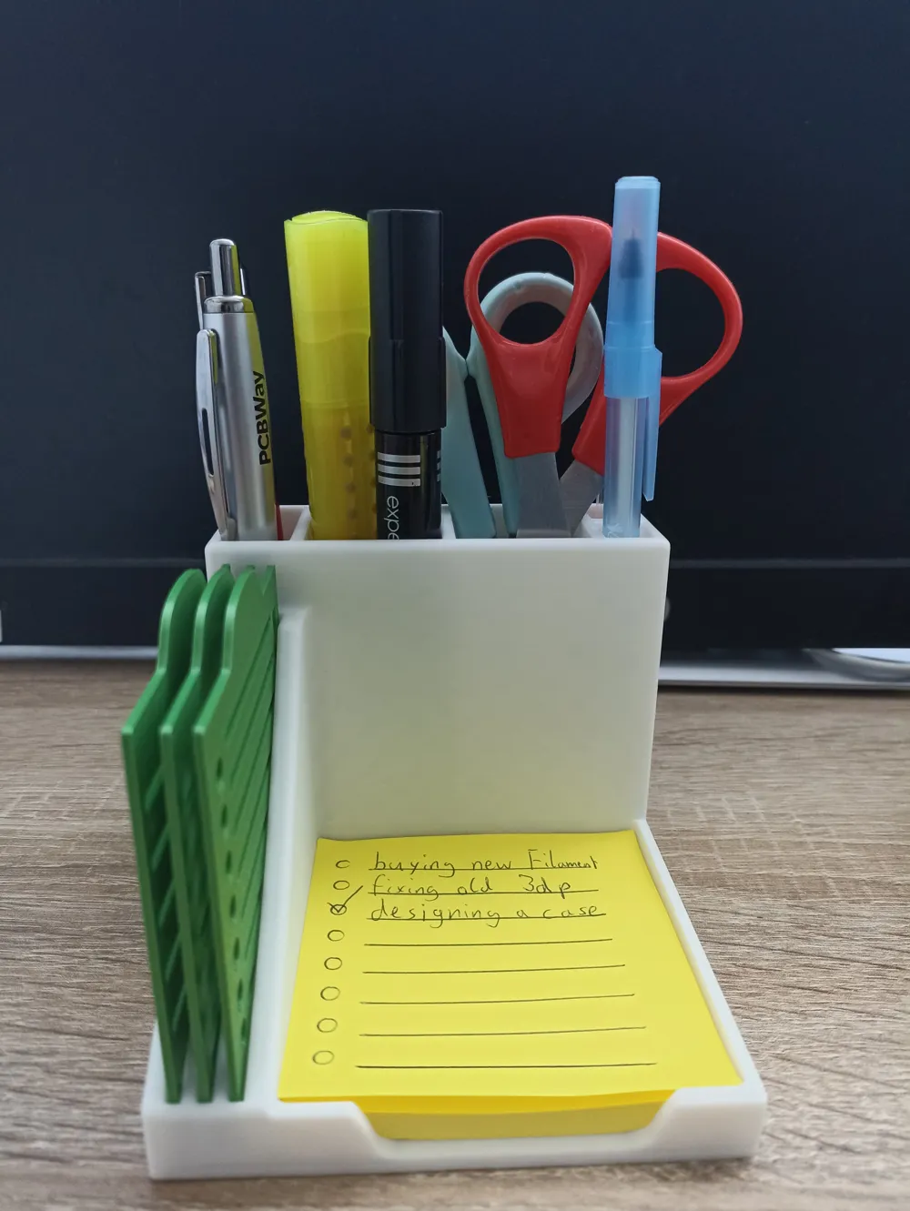 3in1 Sticky Notes Holder - Free 3D Print Model - MakerWorld