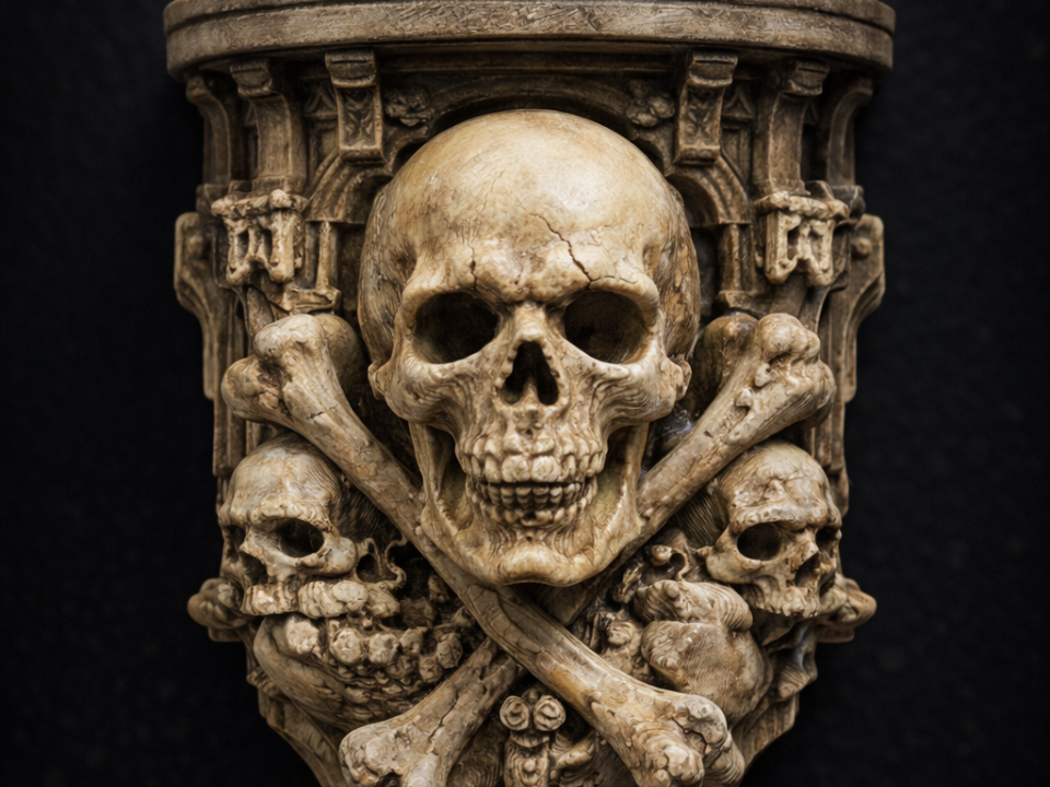 Ossuary Warden — Gothic Skull Corbel Shelf