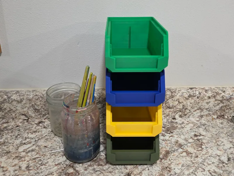 Stackable Storage Box - With Divider and Label