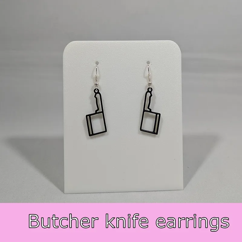 Butcher knife earrings view 2