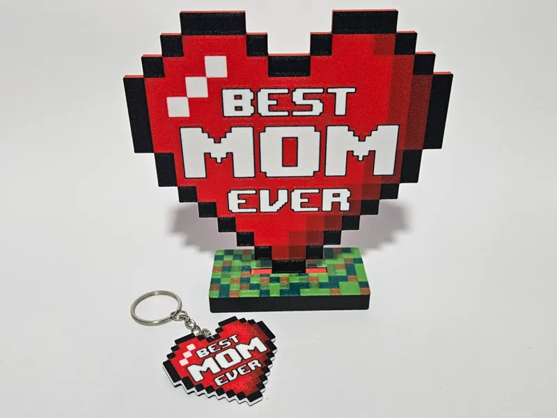 Mother's Day Pixel Heart (Keychain, Magnet, Desk)