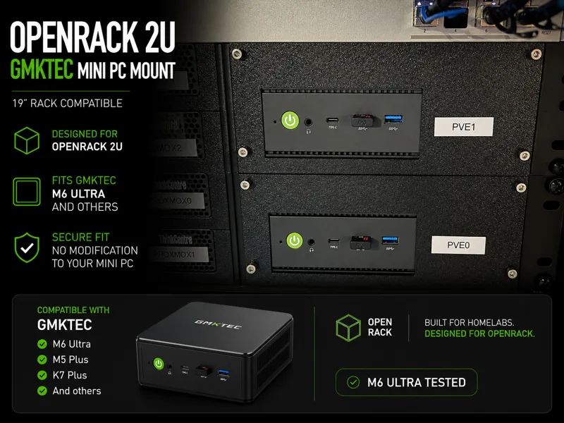 OpenRack 2U - GMKtec Mini PC Mount