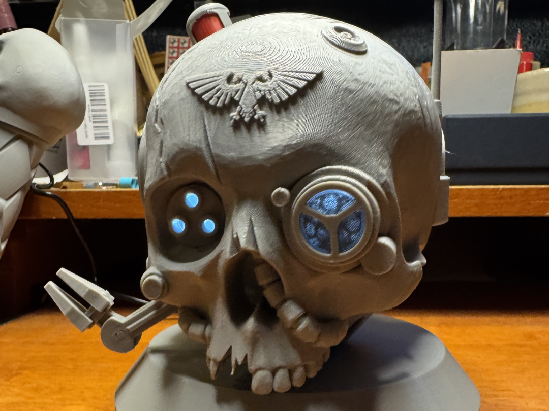 Grimdark Inspired Levitating Servitor Skull