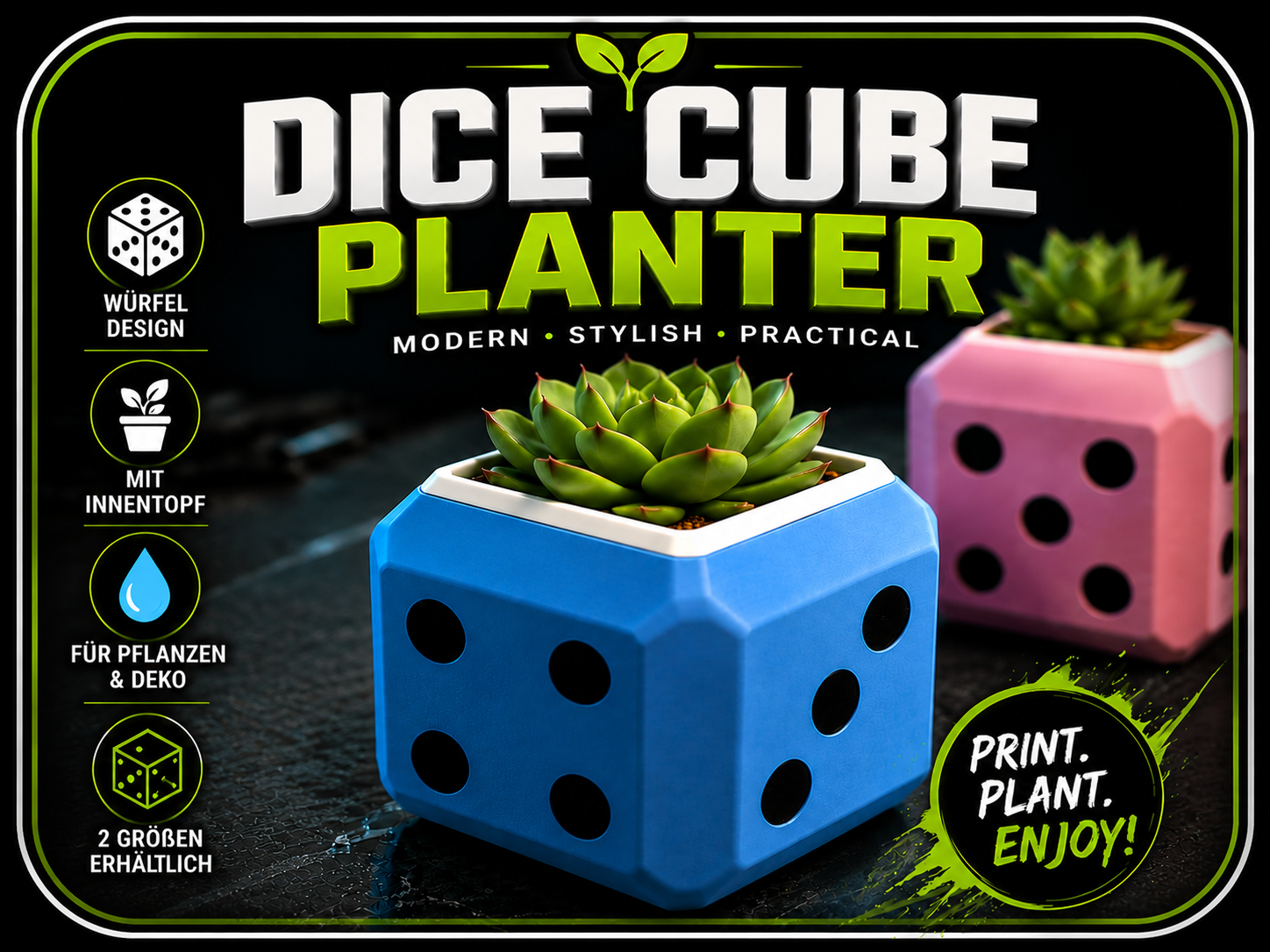 DICE CUBE PLANTER – Moderner Würfel-Blumentopf