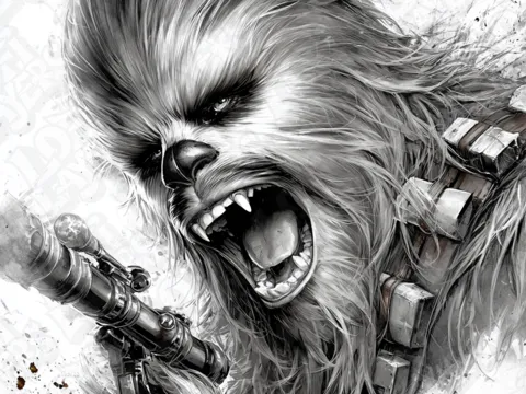 Cuadro decorativo en 3D: Chewbacca Hueforge — referencia de MakerWorld