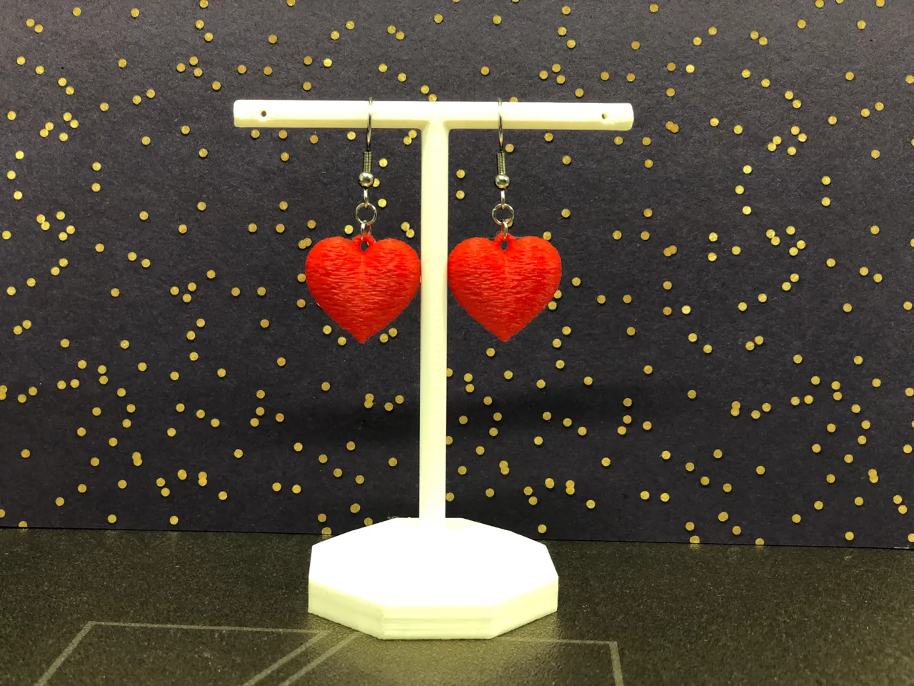 Heart earrings fuzzy skin no AMS, 0.4 mm nozzle view 2