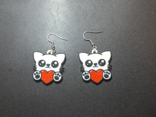 Orecchini gatto con cuore