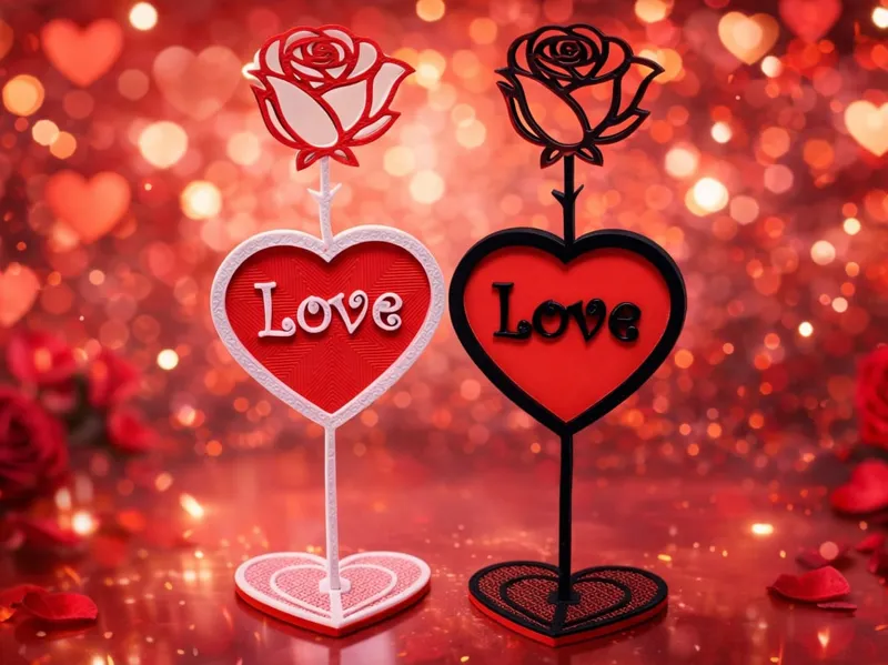 Romantic Rose with Heart stand