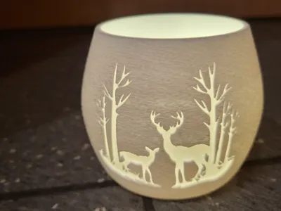 Tealight with Doe and Fawn