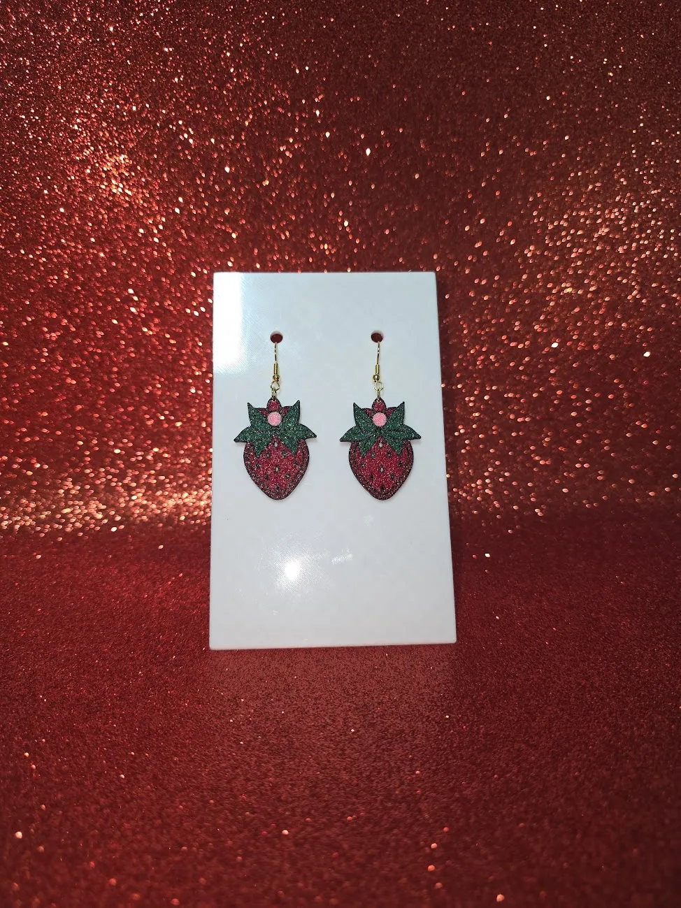 Cute strawberry earrings view 2