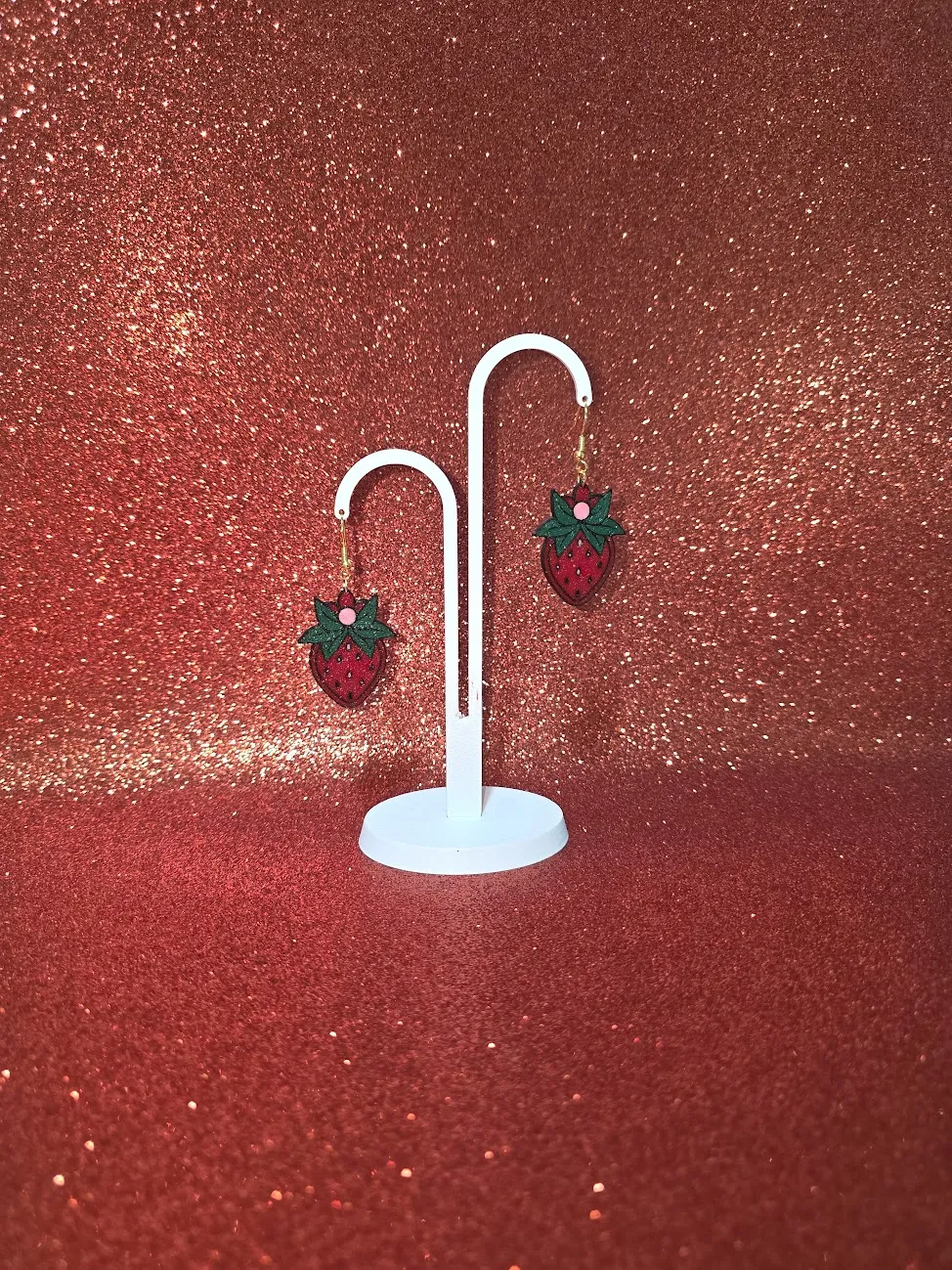 Cute strawberry earrings view 3