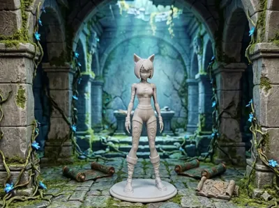 Anime Cat-Girl Warrior: Standing Pose