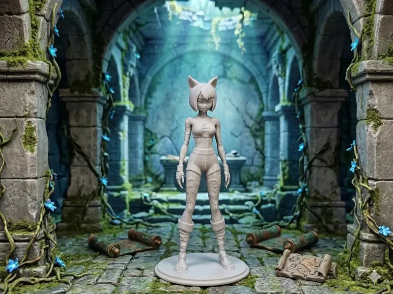 Anime Cat-Girl Warrior: Standing Pose