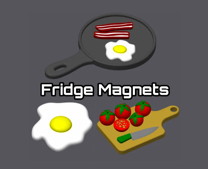 Fridge Magnets - Pan with Breakfast, Egg, Tomatoes