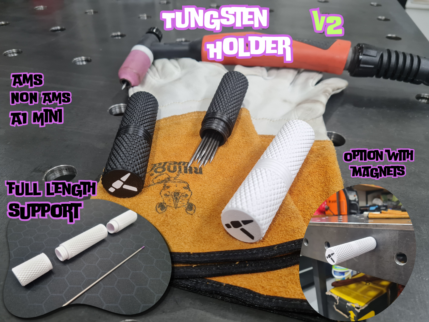 Tungsten electrode holder, V2