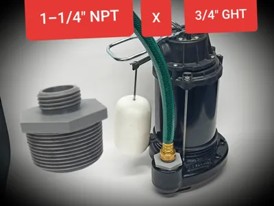 1-1/4" NPT to 3/4" Garden Hose Threads Adapter