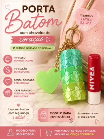 Llavero: Porta batom com chaveiro de coração — vista de referencia 2