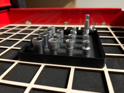 Gridfinity Holder for 1/4" Wrench Sockets
