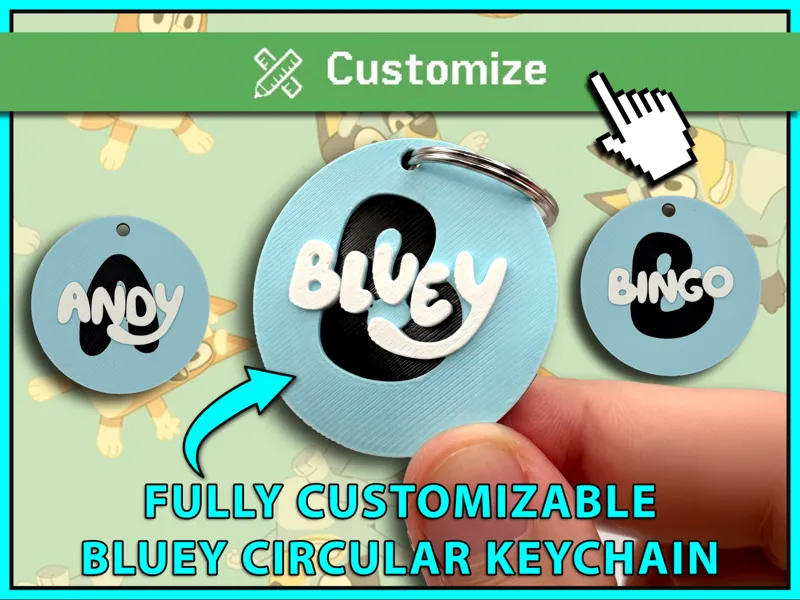 Bluey Font Customizable Circular Keychain