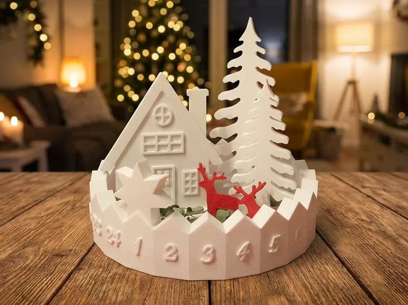 Winter Village Advent calendar - Christmas wreath