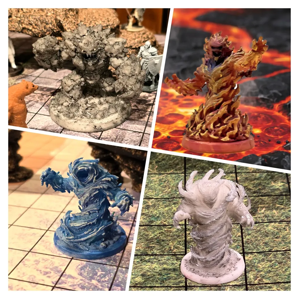 Elemental Miniatures (Air, Earth, Fire and Water) - Free 3D Print Model ...