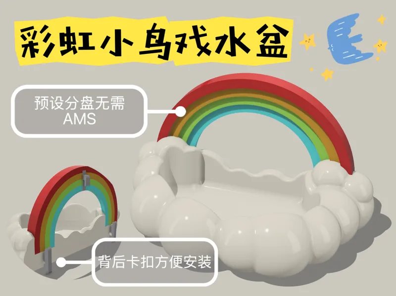 彩虹小鸟戏水盆